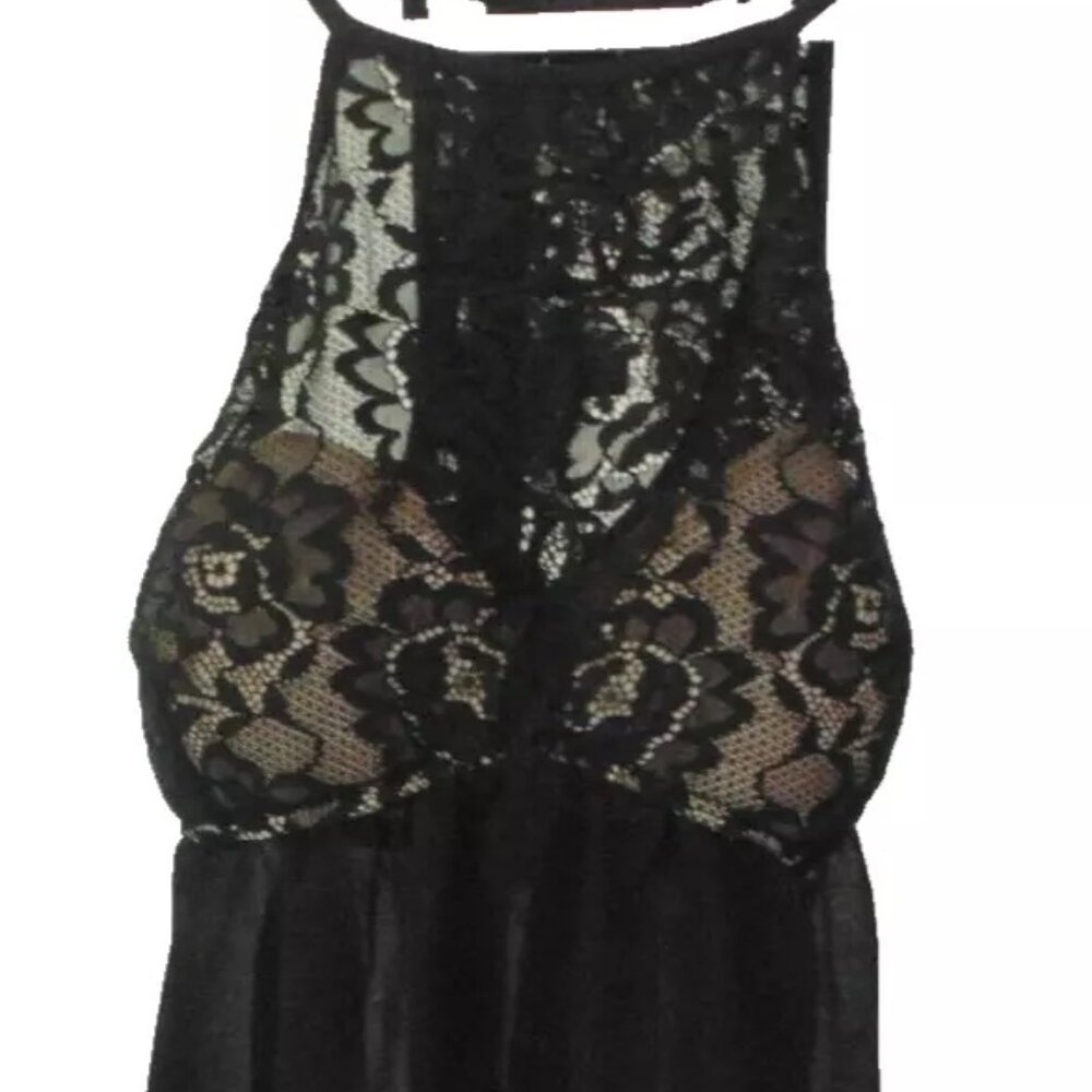 AMBRIELLE WOMENS BLACK BABY DOLL LINGERIE, SIZE S